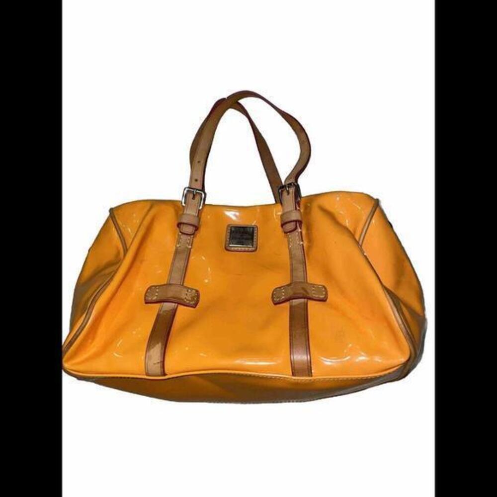 Dooney & Bourke Mustard Shoulder Bag Patent Leather 12x9x3.5”